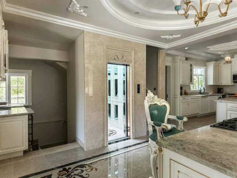 European style beautiful home elevator is integrated with the overall