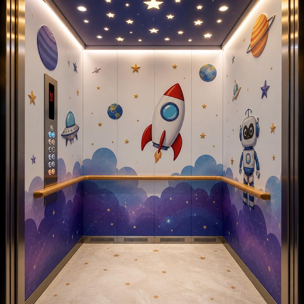 HAOKUN MRL elevator custom space-themed cabin, personalized design